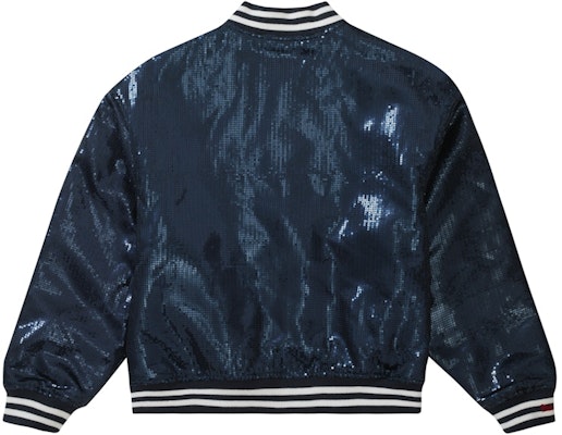 Jaket Supreme Mitchell & Ness Sequin Varsity Navy Lookbook Jaket Supreme Mitchell & Ness Sequin Varsity Navy