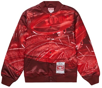 Supreme Mitchell & Ness Stadium Satin Varsity Jacket Merah Buy Supreme Mitchell & Ness Stadium Satin Varsity Jacket Merah
