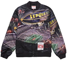 Supreme Mitchell & Ness Stadium Satin Varsity Jacket Black Supreme Mitchell & Ness Stadium Satin Varsity Jacket Black