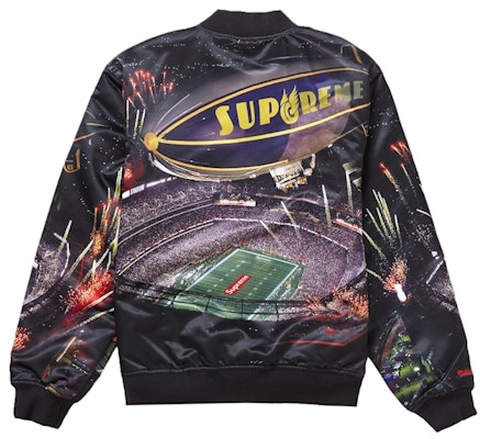 Supreme Mitchell & Ness Stadium Satin Varsity Jacket Hitam Lookbook Supreme Mitchell & Ness Stadium Satin Varsity Jacket Hitam