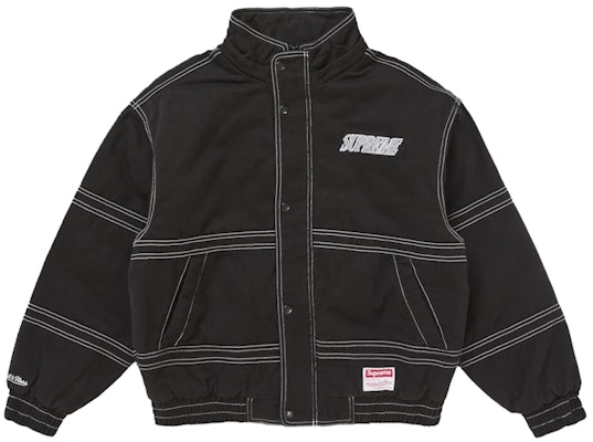Supreme Mitchell & Ness Twill Stadium Jacket Black Shop Supreme Mitchell & Ness Twill Stadium Jacket Black