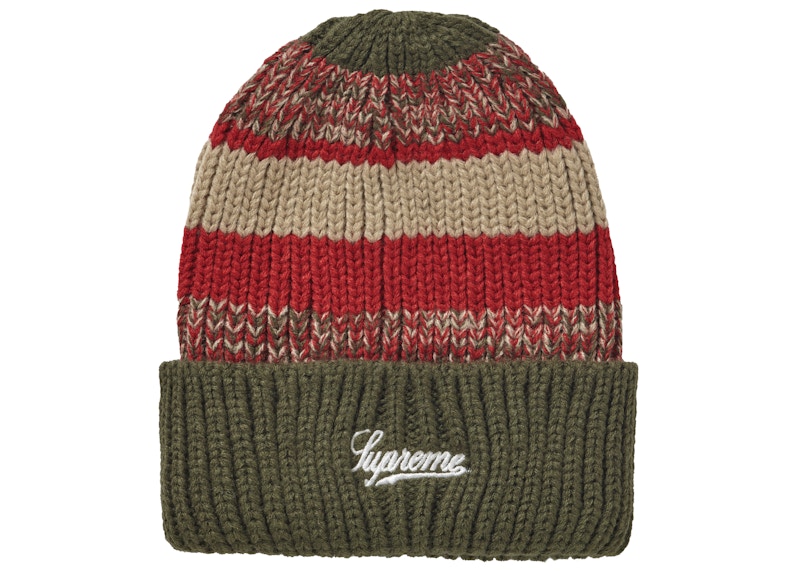 Buy Supreme Mixed Stripe Beanie Green (FW21)