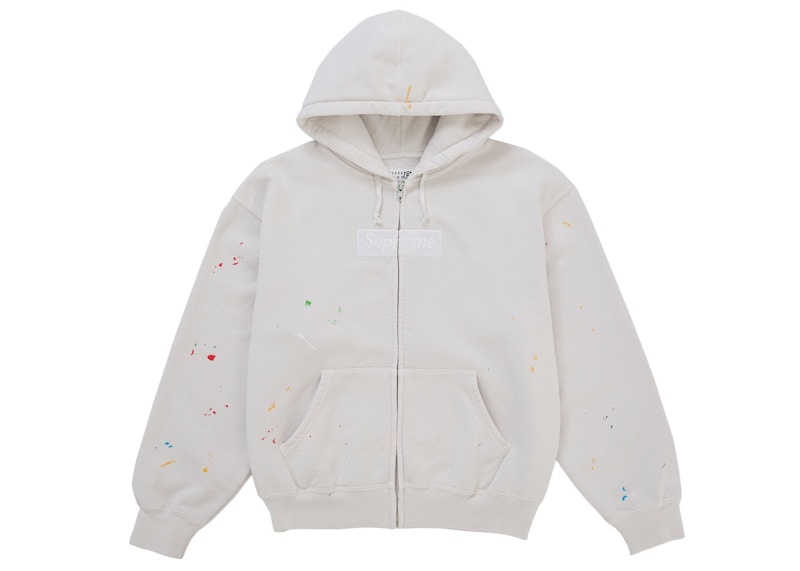 Buy Supreme MM6 Maison Margiela Box Logo Zip Up Hooded Sweatshirt White