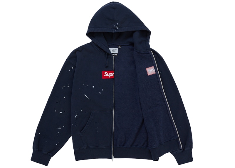 Order Supreme MM6 Maison Margiela 盒標拉鍊連帽衫 海軍藍