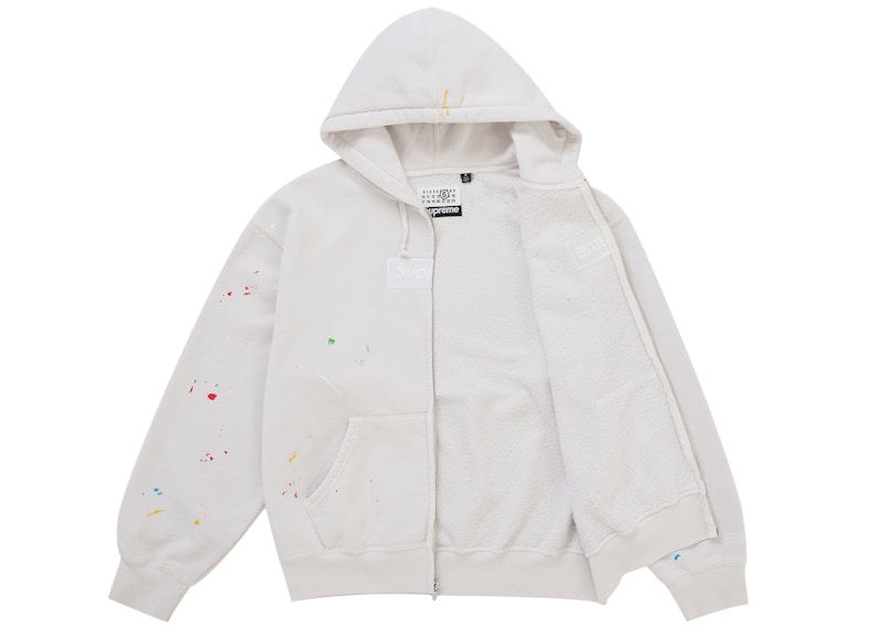 Order Supreme MM6 Maison Margiela Box Logo Zip Up Hooded Sweatshirt White