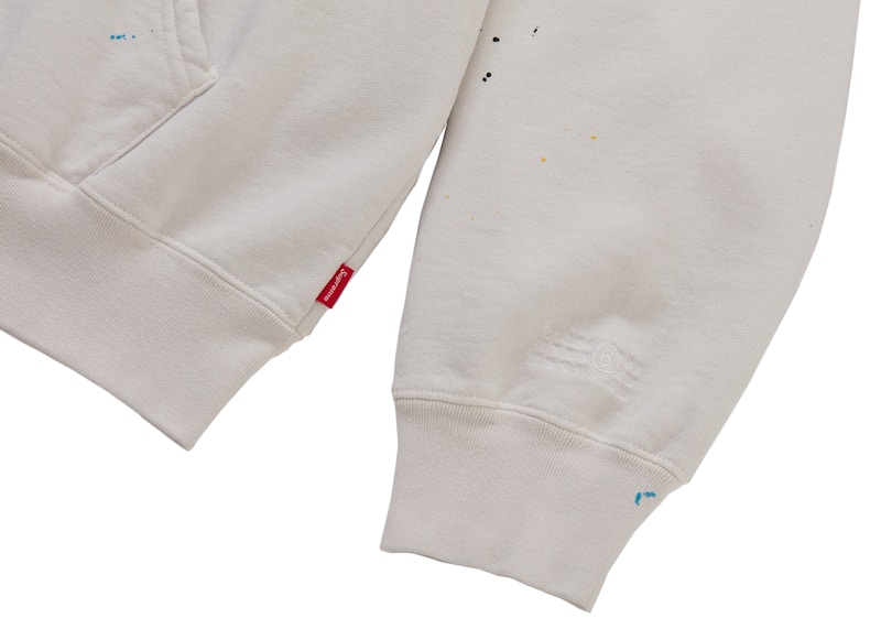 Shop Supreme MM6 Maison Margiela Box Logo Zip Up Hooded Sweatshirt White