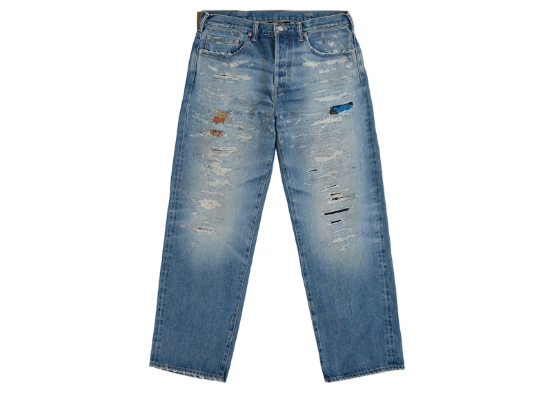 Supreme MM6 Maison Margiela Distressed Loose Fit Selvedge Jean Blue