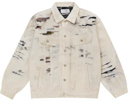 Supreme MM6 Maison Margiela Distressed Selvedge Denim Trucker Jacket White Supreme MM6 Maison Margiela Distressed Selvedge Denim Trucker Jacket White
