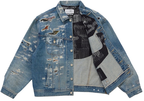 Supreme MM6 Maison Margiela Distressed Selvedge Denim Trucker Jacket Blue Order Supreme MM6 Maison Margiela Distressed Selvedge Denim Trucker Jacket Blue