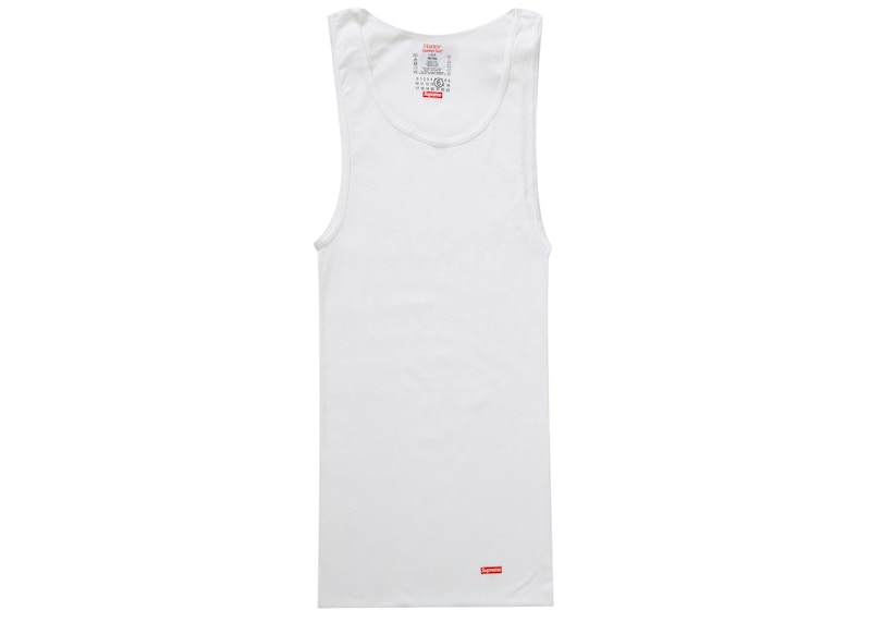 Shop 슈프림 MM6 메종 마르지엘라 헤인즈 태그리스 탱크탑 (2팩) 화이트