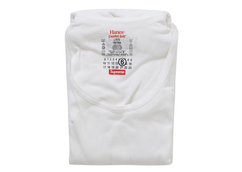 Purchase 슈프림 MM6 메종 마르지엘라 헤인즈 태그리스 탱크탑 (2팩) 화이트