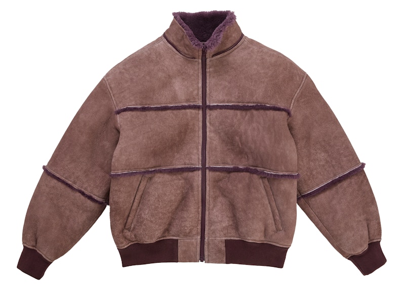 Shop Supreme MM6 Maison Margiela Hooded Shearling Bomber Jacket Purple