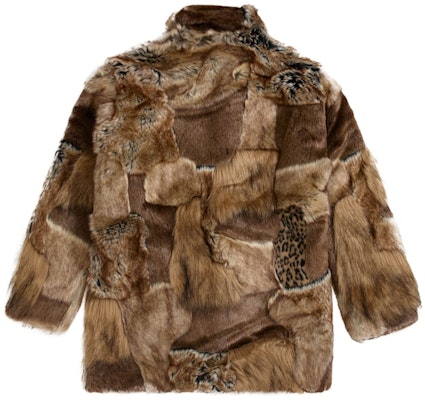 Supreme MM6 Maison Margiela Patchwork Faux Fur Coat Brown Lookbook Supreme MM6 Maison Margiela Patchwork Faux Fur Coat Brown