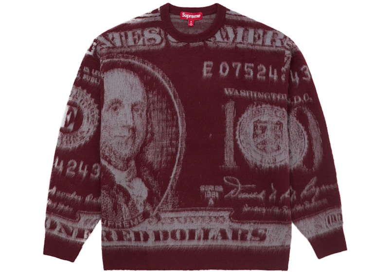 Supreme Money Sweater Burgundy
