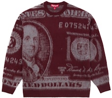 Supreme Money Sweater Burgundy Supreme Money Sweater Burgundy