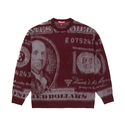 Supreme Money Sweater Burgundy
