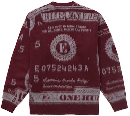 Supreme 现金毛衣 酒红色 Order Supreme 现金毛衣 酒红色