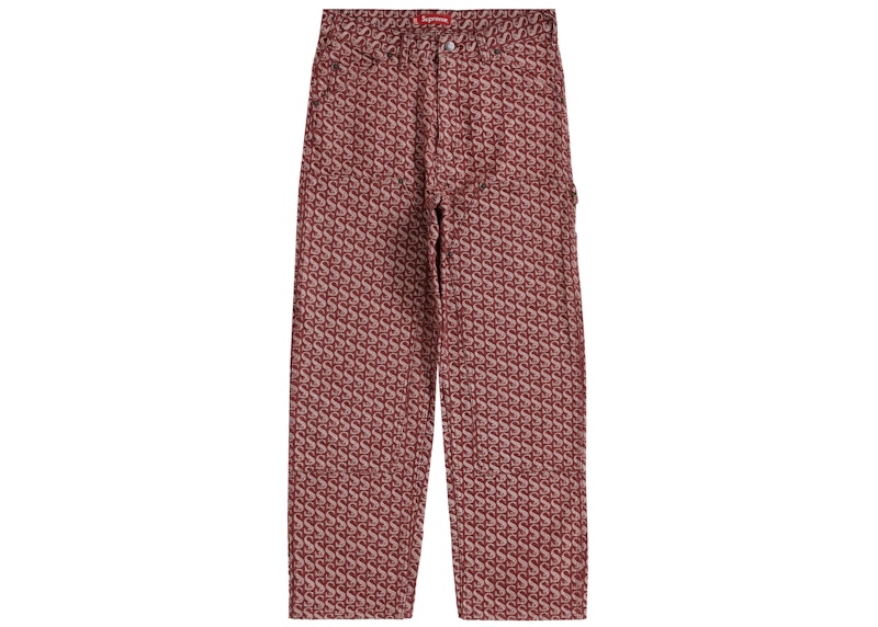 Supreme Monogram Double Knee Denim Painter Pant Red (FW21)