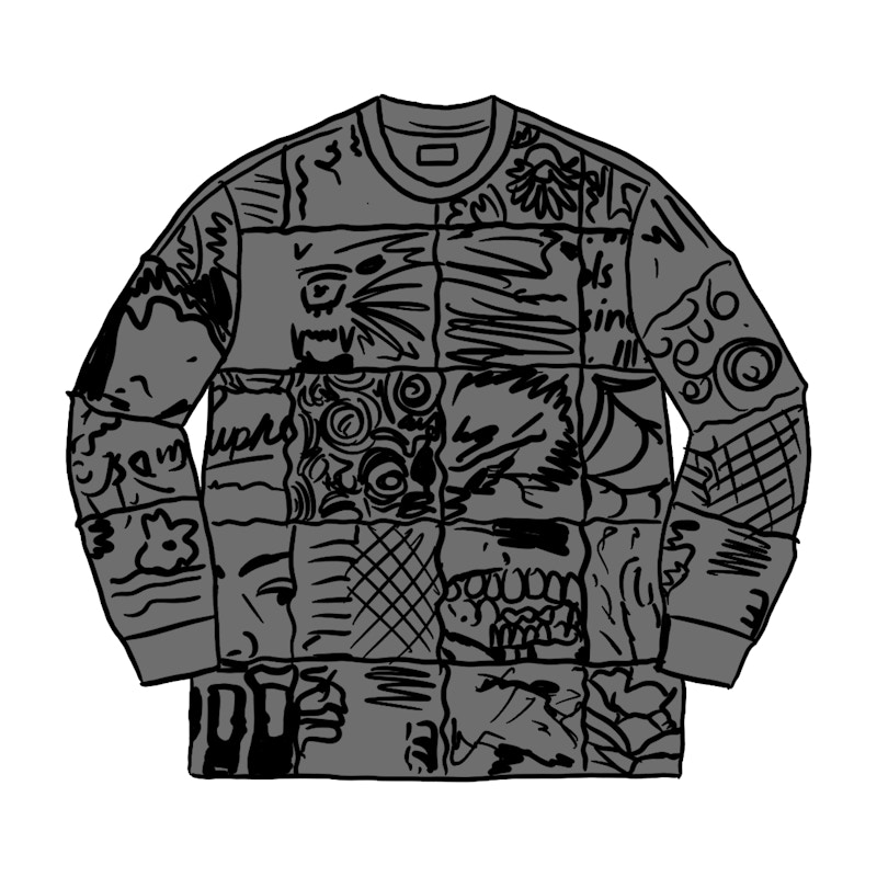 Buy Supreme 马赛克拼接长袖上衣 黑色