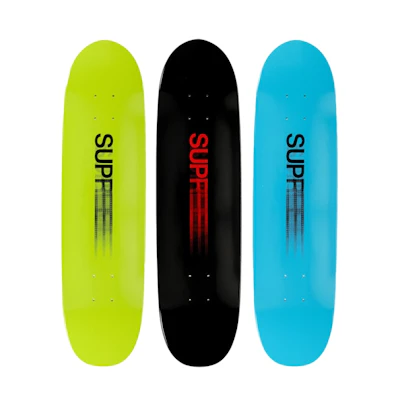 Supreme Motion Logo Cruiser Skateboard Deck Black/Blue/Lime Set