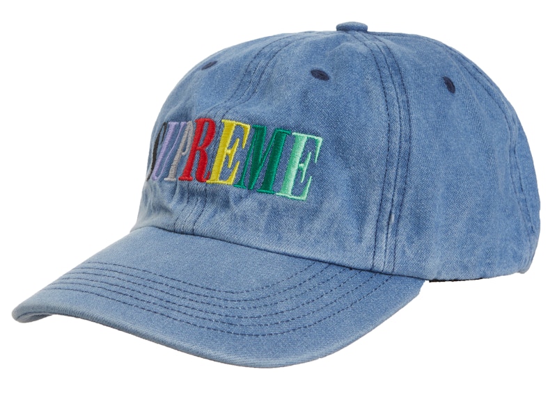 Supreme Multi Color Logo 6-Panel Light Denim