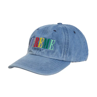 Supreme Multi Color Logo 6-Panel Light Denim