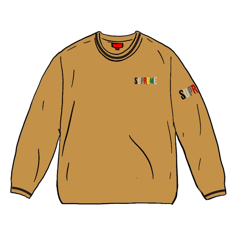 Buy Supreme Logo Multi Warna Lengan Panjang Emas Tua