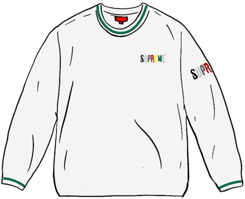 Supreme Logo Multi Warna L/S Atasan Putih Buy Supreme Logo Multi Warna L/S Atasan Putih