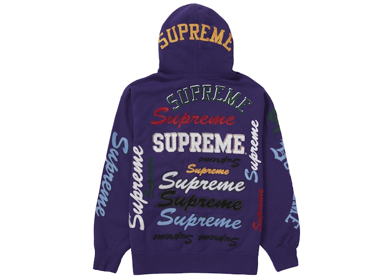 Supreme Multi Logo Hooded Sweatshirt Purple