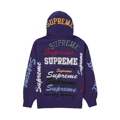 Supreme Multi Logo Hooded Sweatshirt Purple