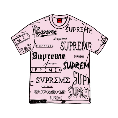Supreme Multi Logo Tee Light Pink