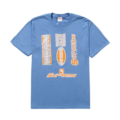 Supreme Multi Logos Tee Dusty Light Royal