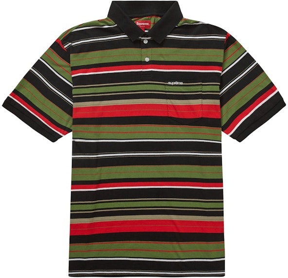 supreme-multi-stripe-polo-black