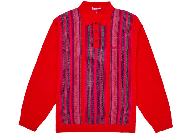 Supreme Multi Stripe Polo Sweater Red