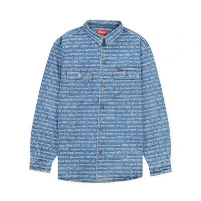 Supreme Multi Type Jacquard Denim Shirt Blue