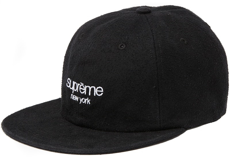 supreme-napped-canvas-classic-logo-6-panel-black