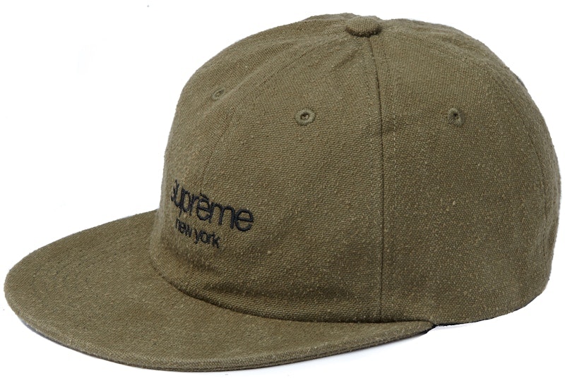 supreme-napped-canvas-classic-logo-6-panel-olive