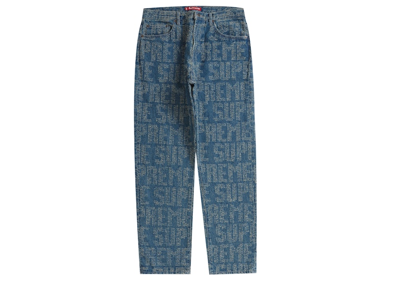 Supreme Needle Punch Regular Jean Washed Blue