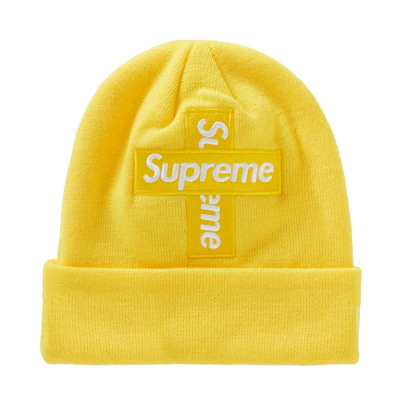 Supreme New Era Cross Box Logo Beanie Lemon