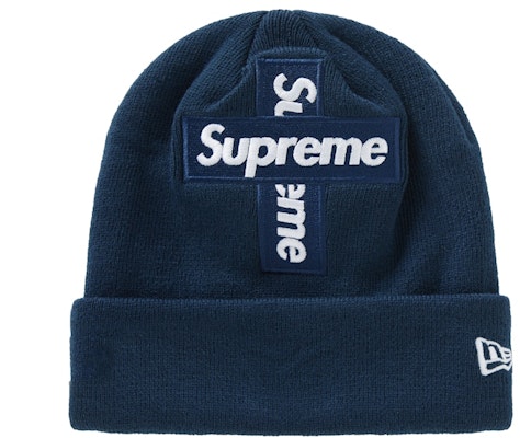 Supreme New Era Cross Box Logo Beanie Navy Buy Supreme New Era Cross Box Logo Beanie Navy