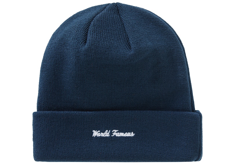Order Supreme New Era Cross Box Logo Beanie Navy Topi Rajut Biru Tua.