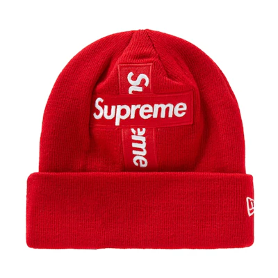 Supreme New Era Cross Box Logo Beanie Red