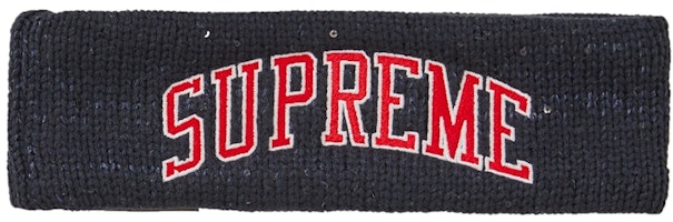 Supreme New Era Sequin Arc Logo Headband Navy Supreme New Era Sequin Arc Logo Headband Navy