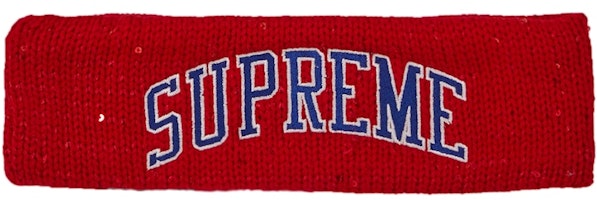 Supreme New Era Sequin Arc Logo Headband Red Supreme New Era Sequin Arc Logo Headband Red