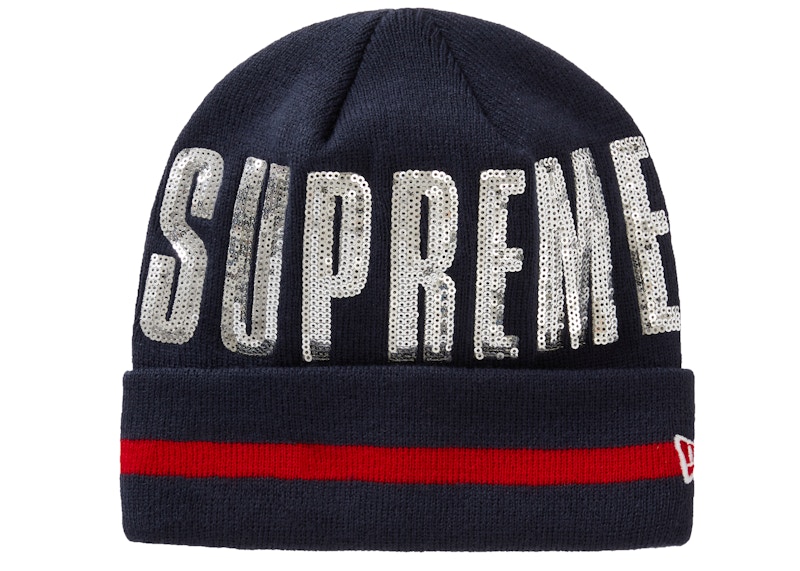 Supreme New Era Sequin Beanie Navy
