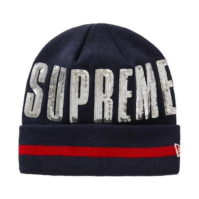 Supreme New Era Sequin Beanie Navy