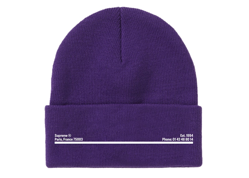 Buy 슈프림 뉴에라 파리 퍼플 비니 (Supreme New Era Paris Purple Beanie - shortened)

