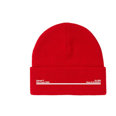 Supreme New Era Shop Beanie Red Paris