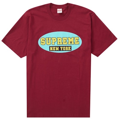 Supreme New York T-Shirt Cardinal Merah Buy Supreme New York T-Shirt Cardinal Merah
