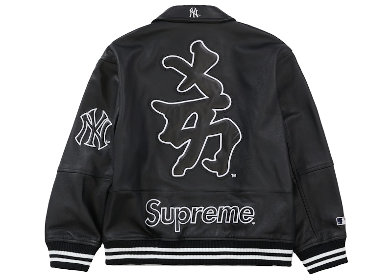 Lookbook 纽约扬基队日文字母黑色皮革夹克